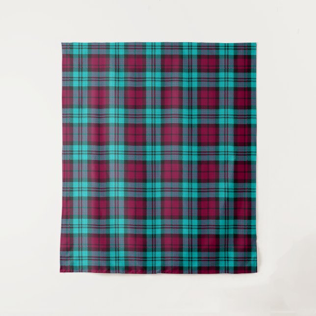 Blue Red Campbell Tartan Blackwatch Kariert Wandteppich (Vorderseite)