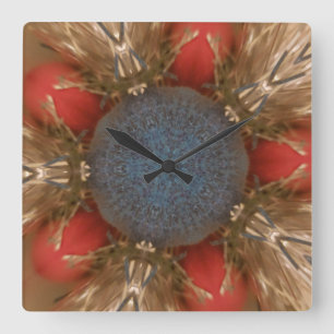 Blue Red Christmas Decoration Baubles Quadratische Wanduhr