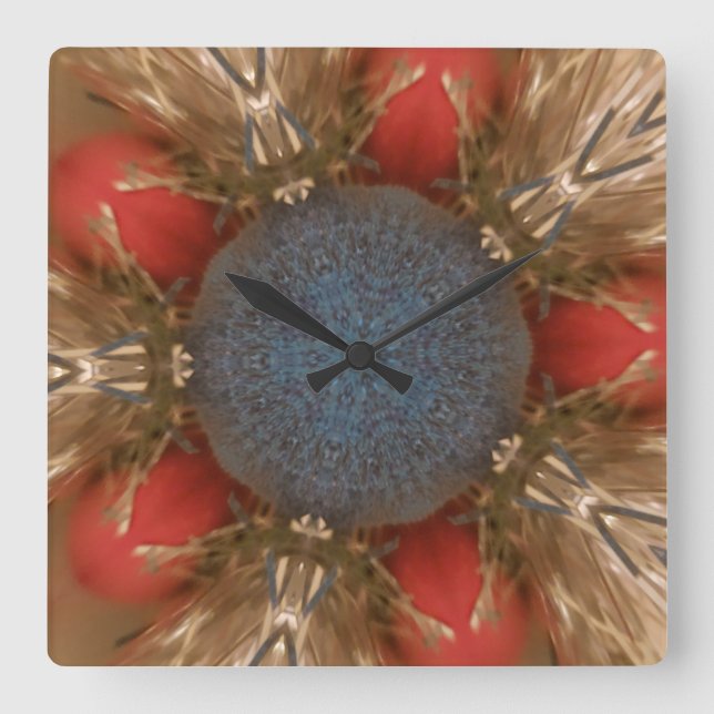 Blue Red Christmas Decoration Baubles Quadratische Wanduhr (Vorderseite)