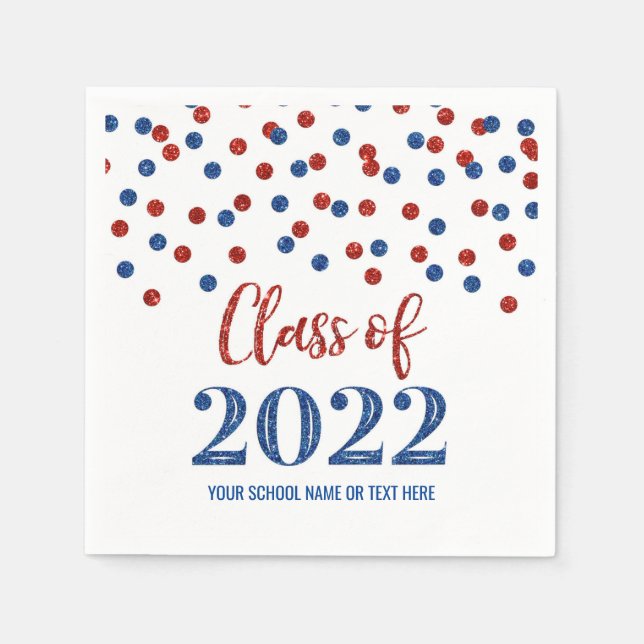 Blue Red Confetti Class of 2022 Serviette (Vorderseite)