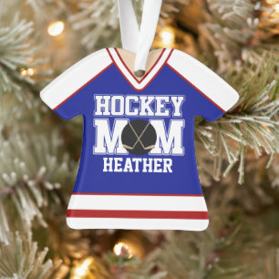 Blue/Red Custom Hockey Mama Jersey Ornament