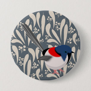 Blue & Red Fairy Wren Button