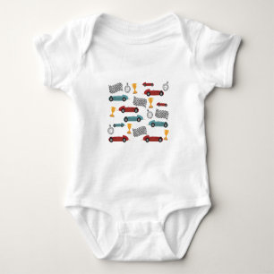 Blue & Red Fast Classic Racing Cars Baby Strampler