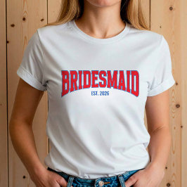 Blue + Red Faux Glitter BRIDESMAID Bachelorette T-Shirt