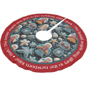 Blue Red Festive Christmas Angels Polyester Weihnachtsbaumdecke