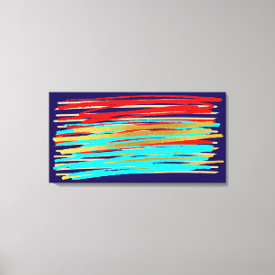 Blue Red Gold Abstrakt Art Stretched Canvas Print Leinwanddruck
