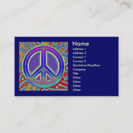 Blue Red Gold Fine Peace Sign Visitenkarte