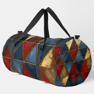 BLUE RED GOLD TRIANGLE PATTERS DUFFLE BAG