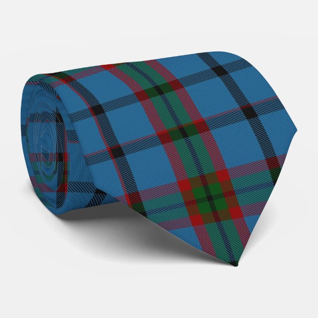 Blue Red Green Large Tartan Kariert Flannel Krawatte (Gerollt)