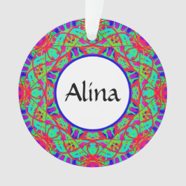 Blue Red Green Mandala Customizable Boho Christmas Ornament