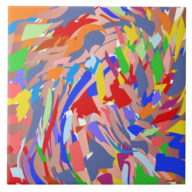 Blue Red Green Rose Gold Abstract Design Fliese (Vorderseite)