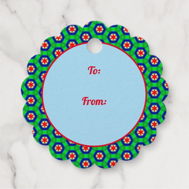 Blue, Red & Green Stars Fovor Tag (Rückseite)