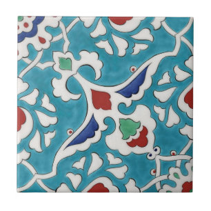 Blue Red Green White Azulejo Pattern Fliese