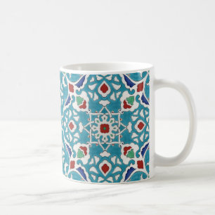 Blue Red Green White Azulejo Pattern Kaffeetasse
