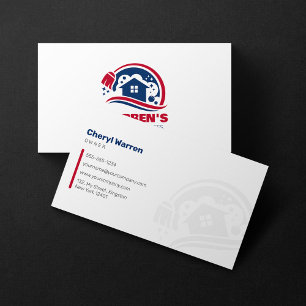 Blue & Red House Cleaning Services Hausreinigung Visitenkarte