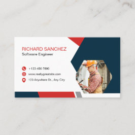 Blue Red Modern Custom   Visitenkarte