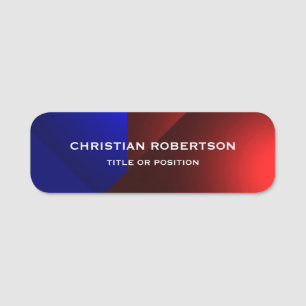 Blue Red Modern Simple Schlicht Business Namensschild