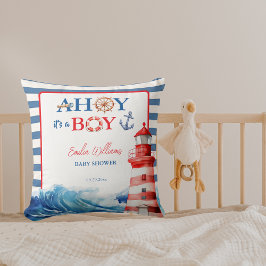 Blue Red Nautical Ahoy Boy Lighthouse Kinderdusche Kissen