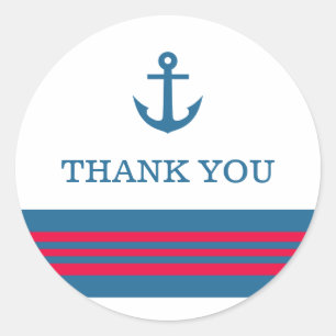 Blue Red Nautical Anchor Danke Stickers