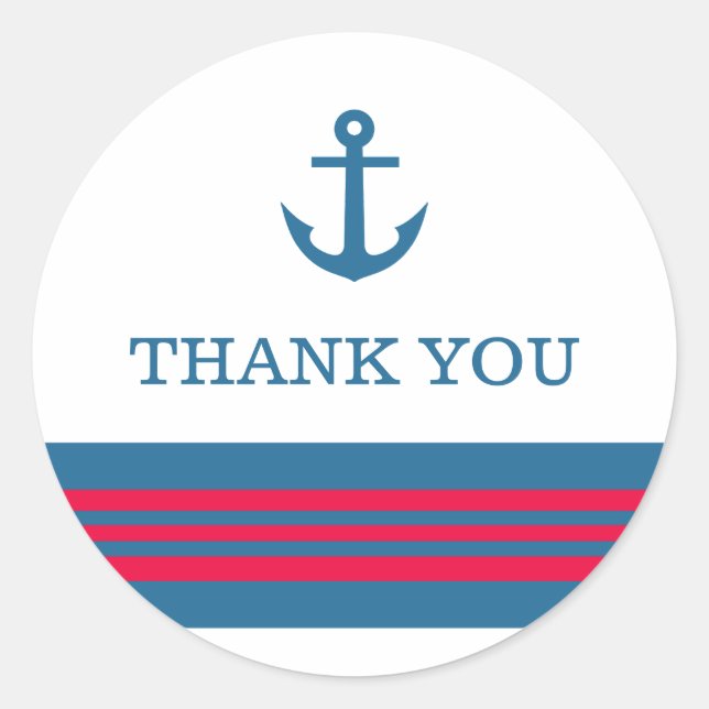 Blue Red Nautical Anchor Danke Stickers (Vorderseite)