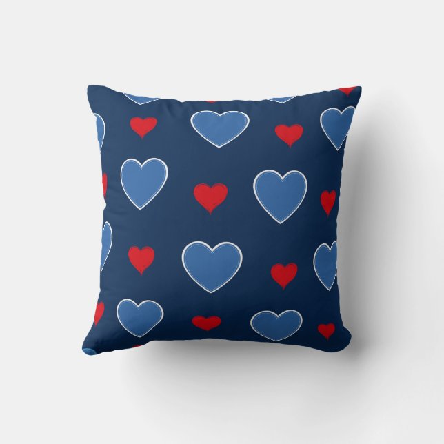 Blue Red Niedlich Cosy Moderne Romantische Herzlic Kissen (Rückseite)