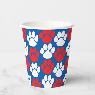 Blue & Red Pawprints auf Navy-Party Pappbecher