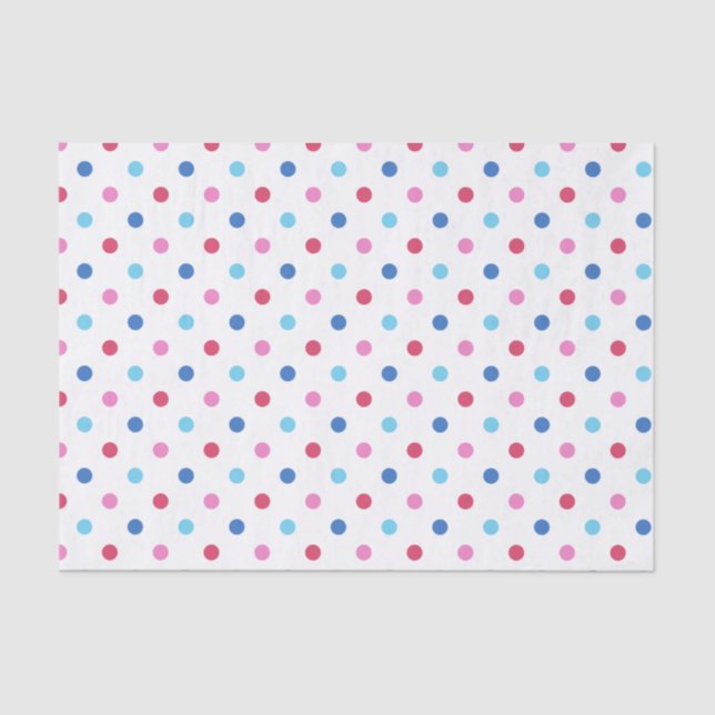 Blue, Red, Pink Polka Dot Seidenpapier (Vorderseite)