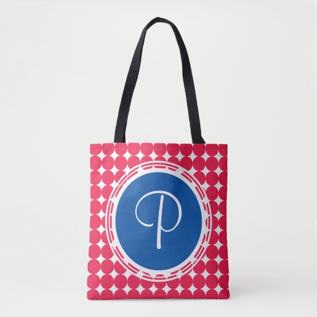 Blue & Red Polka Dot Monogram (Vorderseite)