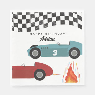 Blue Red Race Fast Retro Racing Cars Geburtstag Serviette