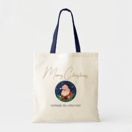 Blue Red Santa Claus Vintag Frohe Weihnachten Tragetasche