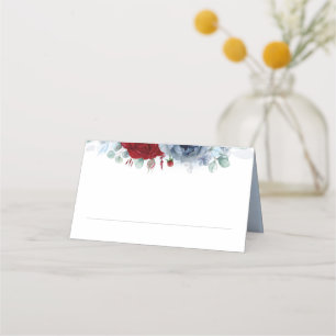 Blue Red Shades Blume Elegante Boho Wedding Platzkarte