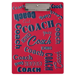 Blue Red Silver Personalisiert Coach Geschenk Name Klemmbrett