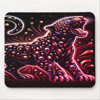 Blue + Red Spotted Leopard On Thick Laptop Tablet Mousepad
