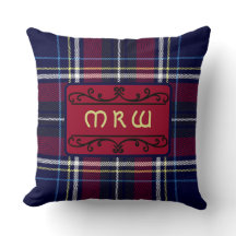Blue Red Tartan Monogram in Celtic Lion Schriftart