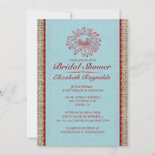 Blue & Red Vintag Lace Bridal Dusche Einladungen