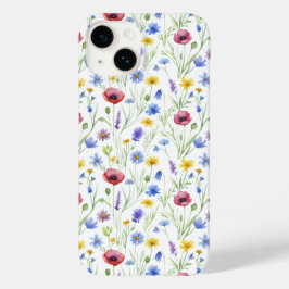 Blue Red Watercolor Wildflower Case-Mate iPhone 14 Hülle