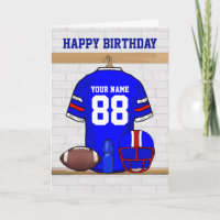Blue Red White Football Jersey Happy Birthday