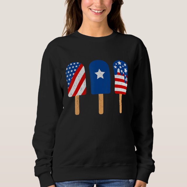 Blue Red White Ice Cream American Flag Funny 4th O Sweatshirt (Vorderseite)