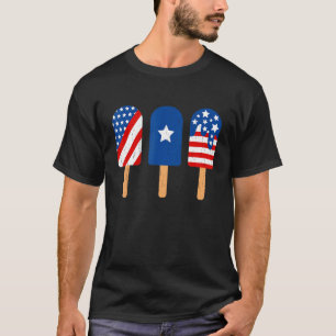 Blue Red White Ice Creme American Flag Funny 4th O T-Shirt