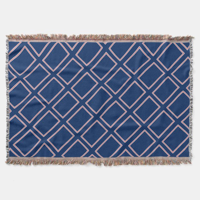 Blue Red White Patriotic Geometric Pattern 4. Juli Decke (Vorderseite)