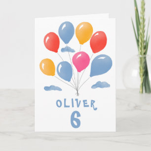 Blue Red Yellow Balloons Boy Birthday Card Karte