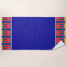 Blue + Red Yellow Geo Trim Beach Handtuch