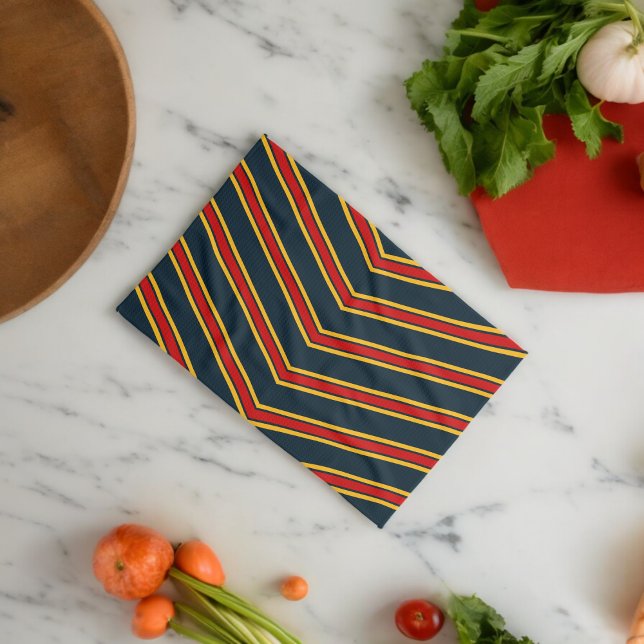 Blue Red Zickzack Stripes Cutting Board Geschirrtuch (Kitchen Towel)