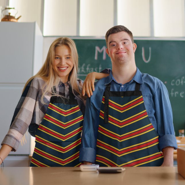 Blue Red Zickzack Stripes Cutting Board Schürze (apron)