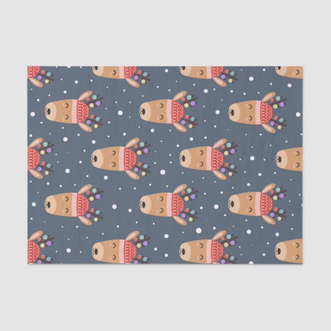 Blue Rédeer Rustic Niedlich Whimsical Fun Holiday Seidenpapier (Vorderseite)