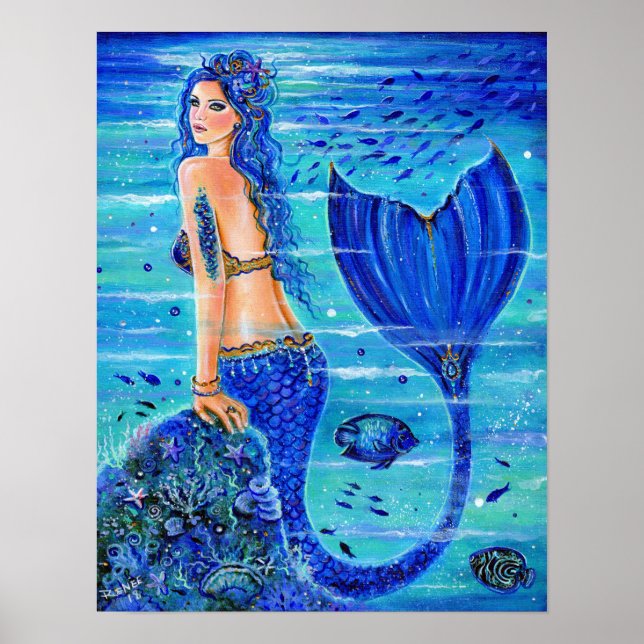 Blue Reef Mermaid Poster von Renee Lavoie (Vorne)