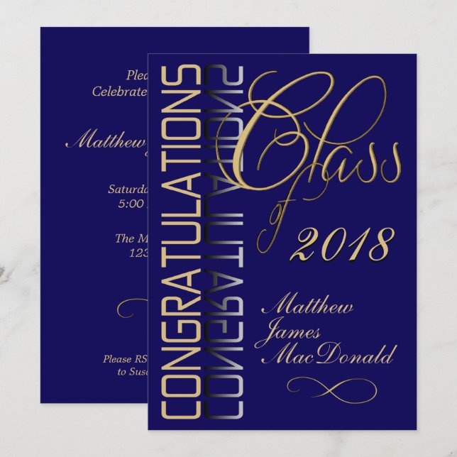 Blue Reflection 2018 Formal Graduation Party Einladung (Vorne/Hinten)