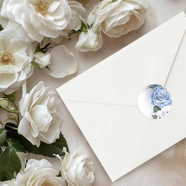 Blue Regency Bridgerton Rose Runder Aufkleber (Von Creator hochgeladen)