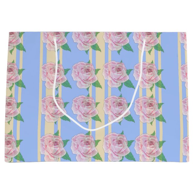Blue Regency Rose Große Geschenktasche Geschenktüte (Vorderseite)