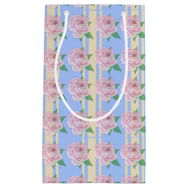 Blue Regency Rose kleine Geschenktasche Geschenktüte (Vorderseite)